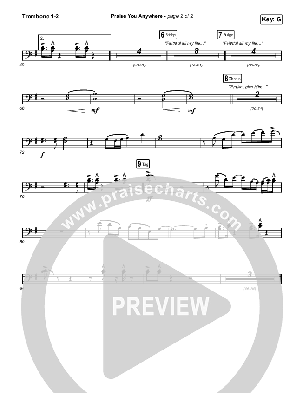 Praise You Anywhere (Sing It Now) Trombone 1/2 (Brandon Lake / Arr. Mason Brown)
