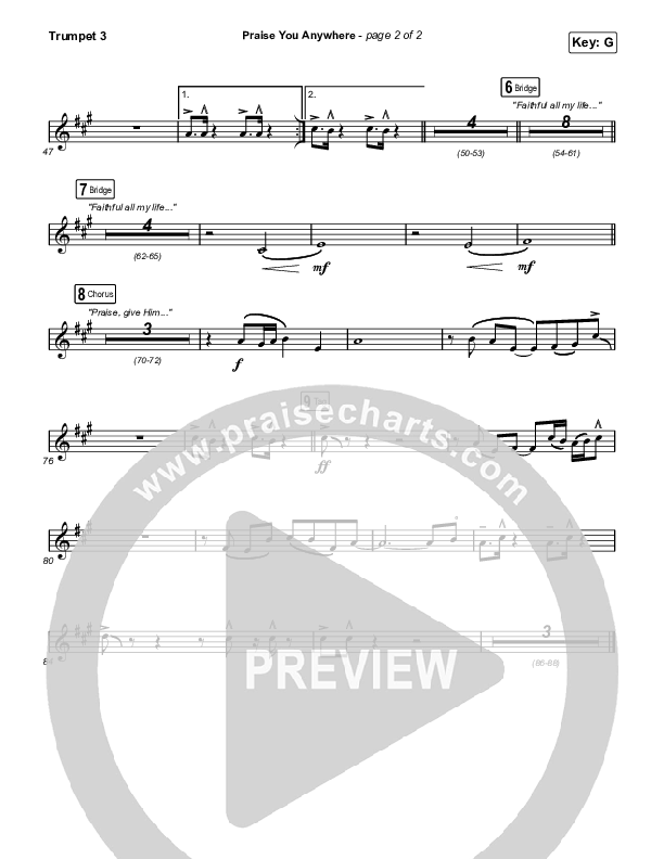 Praise You Anywhere (Sing It Now) Trumpet 3 (Brandon Lake / Arr. Mason Brown)