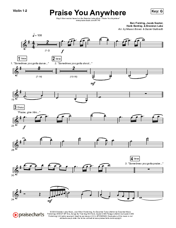 Praise You Anywhere (Sing It Now) String Pack (Brandon Lake / Arr. Mason Brown)