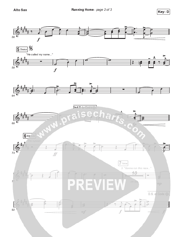 Running Home (Choral Anthem SATB) Alto Sax (Cochren & Co / Arr. Mason Brown)
