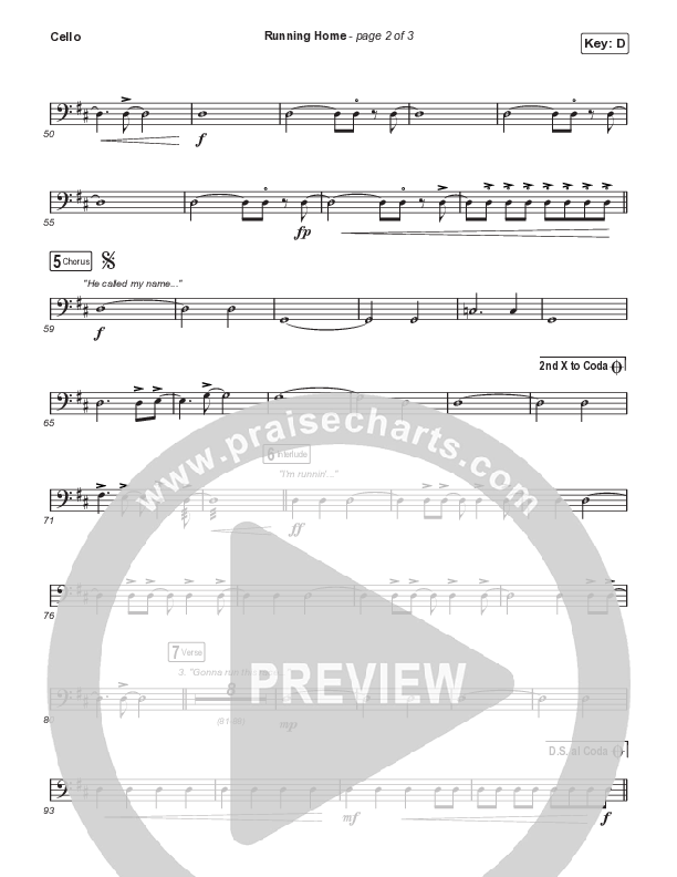 Running Home (Choral Anthem SATB) Cello (Cochren & Co / Arr. Mason Brown)