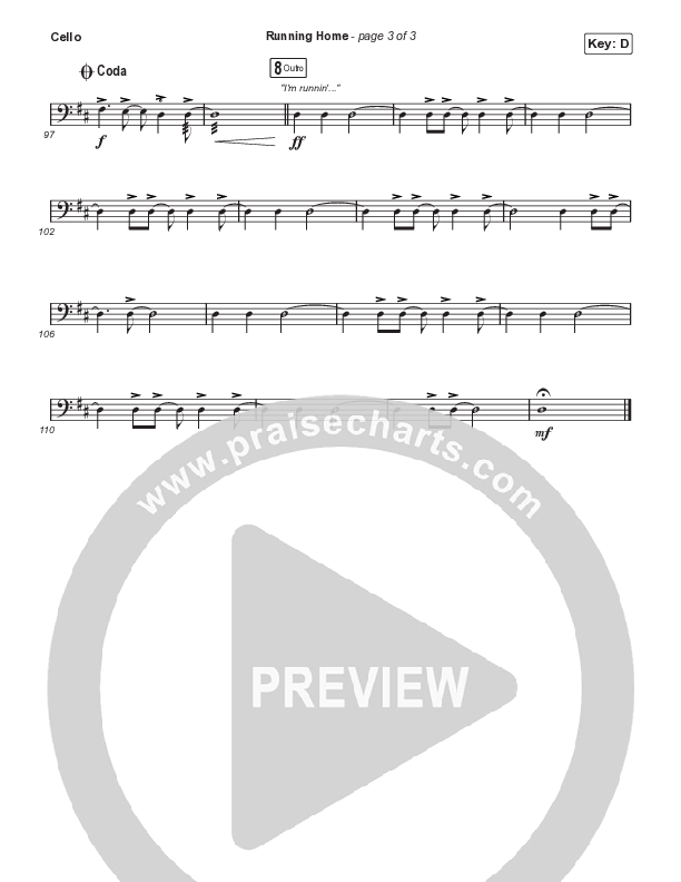 Running Home (Choral Anthem SATB) Cello (Cochren & Co / Arr. Mason Brown)
