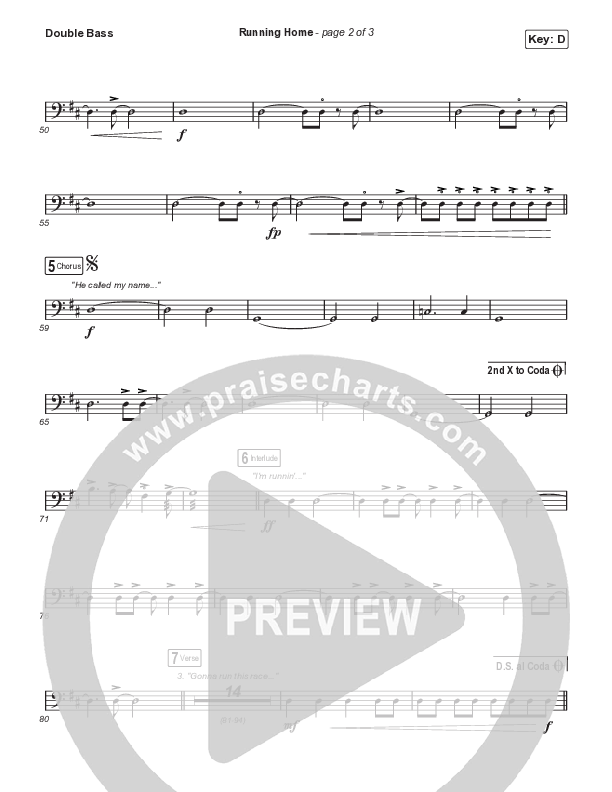 Running Home (Choral Anthem SATB) String Bass (Cochren & Co / Arr. Mason Brown)