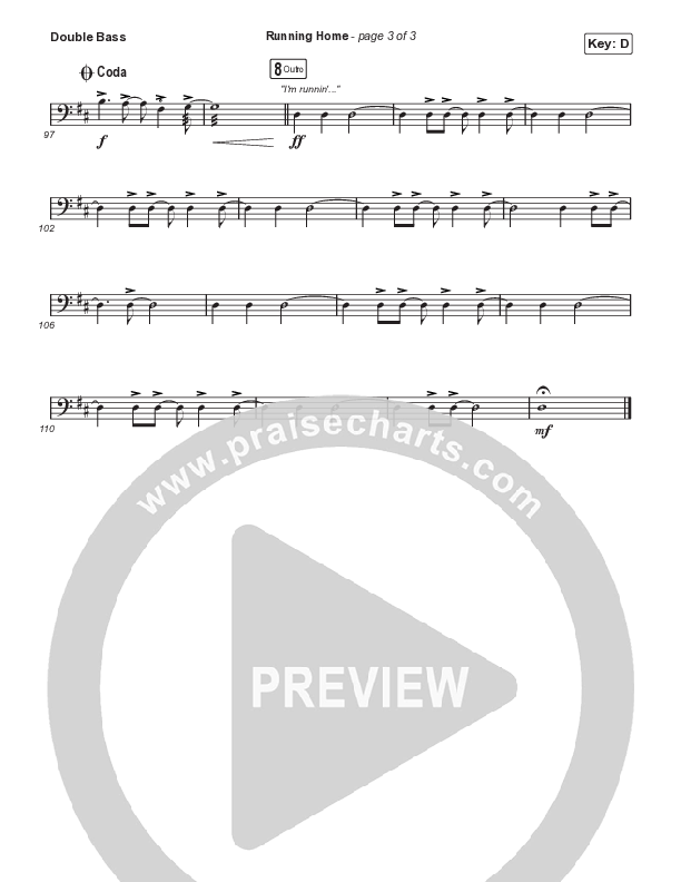 Running Home (Choral Anthem SATB) String Bass (Cochren & Co / Arr. Mason Brown)