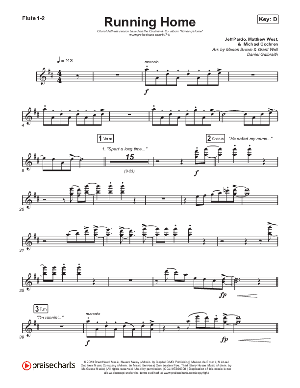 Running Home (Choral Anthem SATB) Wind Pack (Cochren & Co / Arr. Mason Brown)