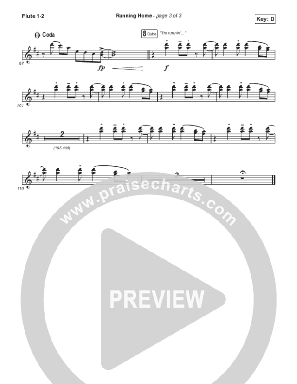 Running Home (Choral Anthem SATB) Flute 1,2 (Cochren & Co / Arr. Mason Brown)