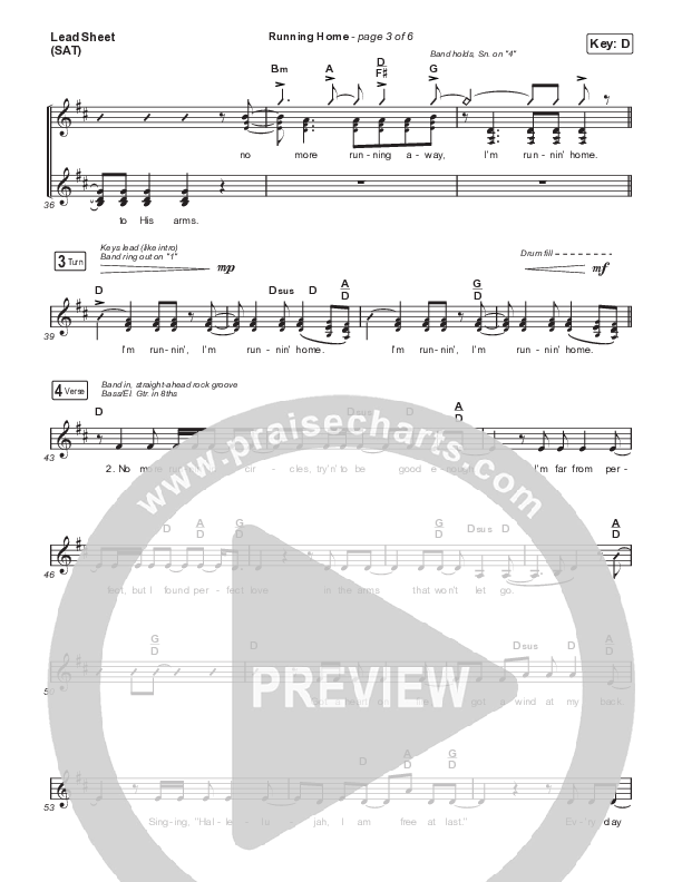 Running Home (Choral Anthem SATB) Lead Sheet (SAT) (Cochren & Co / Arr. Mason Brown)