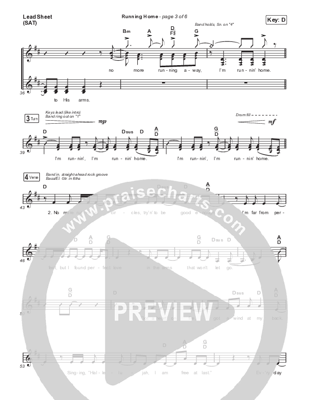 Running Home (Choral Anthem SATB) Lead Sheet (SAT) (Cochren & Co / Arr. Mason Brown)