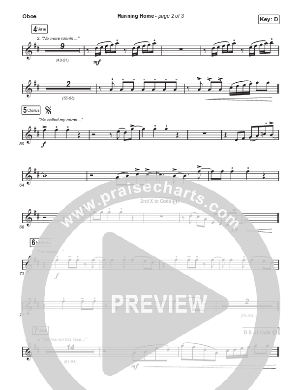 Running Home (Choral Anthem SATB) Oboe (Cochren & Co / Arr. Mason Brown)