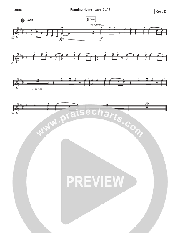 Running Home (Choral Anthem SATB) Oboe (Cochren & Co / Arr. Mason Brown)