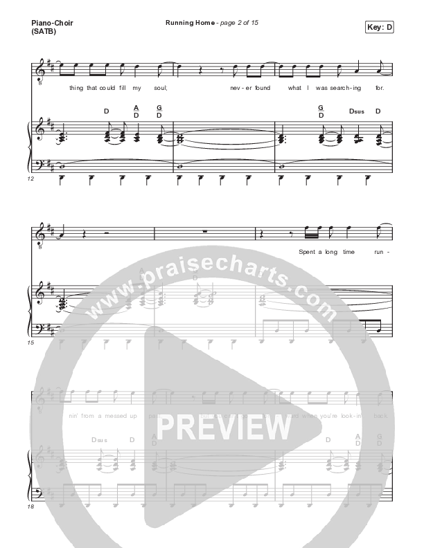 Running Home (Choral Anthem SATB) Piano/Vocal (SATB) (Cochren & Co / Arr. Mason Brown)