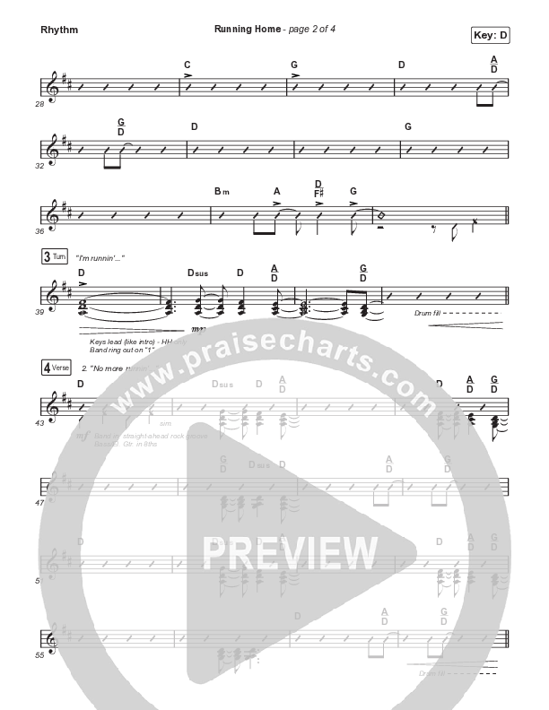 Running Home (Choral Anthem SATB) Rhythm Chart (Cochren & Co / Arr. Mason Brown)