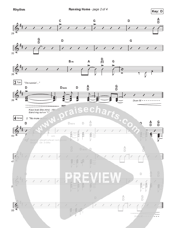Running Home (Choral Anthem SATB) Rhythm Pack (Cochren & Co / Arr. Mason Brown)