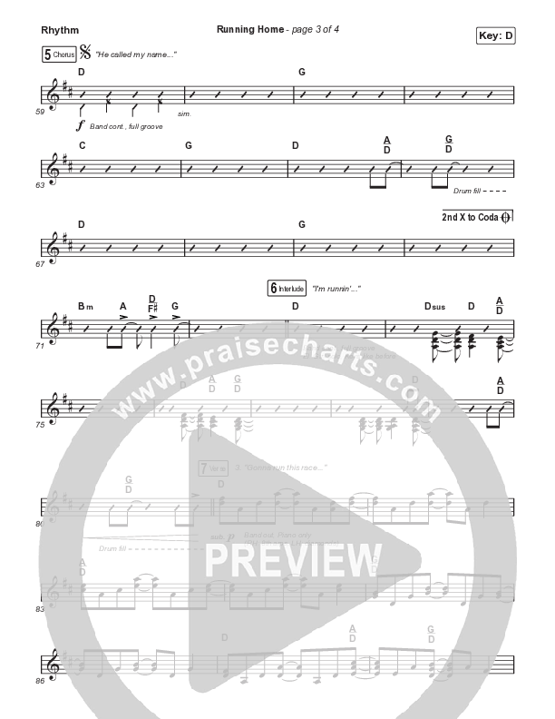 Running Home (Choral Anthem SATB) Rhythm Pack (Cochren & Co / Arr. Mason Brown)