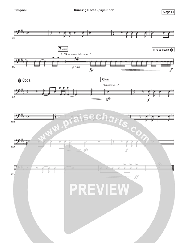 Running Home (Choral Anthem SATB) Timpani (Cochren & Co / Arr. Mason Brown)