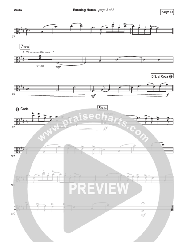 Running Home (Choral Anthem SATB) Viola (Cochren & Co / Arr. Mason Brown)