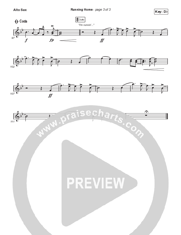 Running Home (Worship Choir/SAB) Alto Sax (Cochren & Co / Arr. Mason Brown)