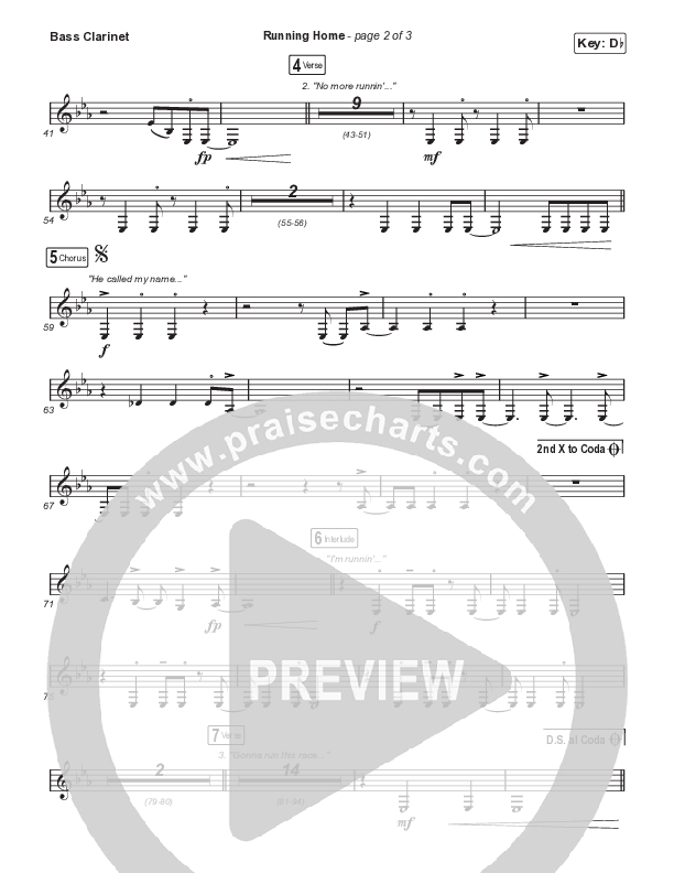 Running Home (Worship Choir/SAB) Bass Clarinet (Cochren & Co / Arr. Mason Brown)
