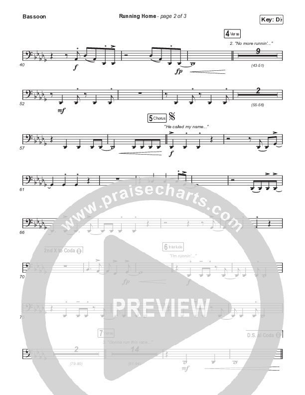 Running Home (Worship Choir/SAB) Bassoon (Cochren & Co / Arr. Mason Brown)