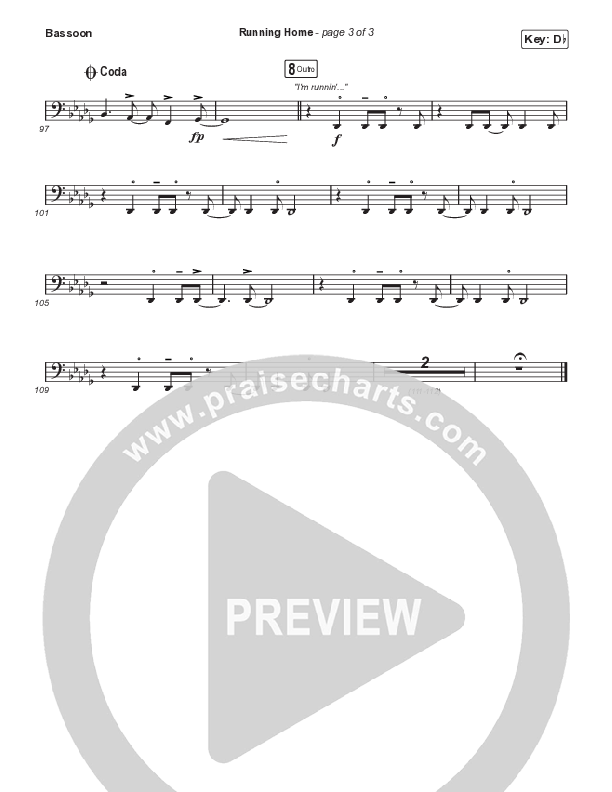 Running Home (Worship Choir/SAB) Bassoon (Cochren & Co / Arr. Mason Brown)
