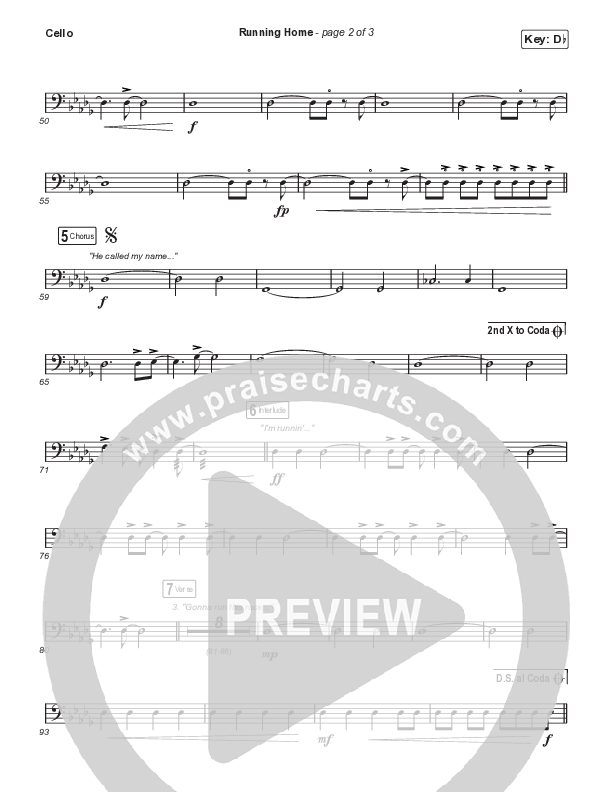 Running Home (Worship Choir/SAB) Cello (Cochren & Co / Arr. Mason Brown)