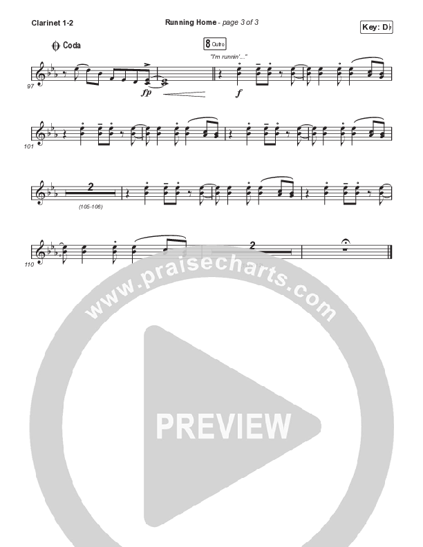 Running Home (Worship Choir/SAB) Clarinet 1/2 (Cochren & Co / Arr. Mason Brown)