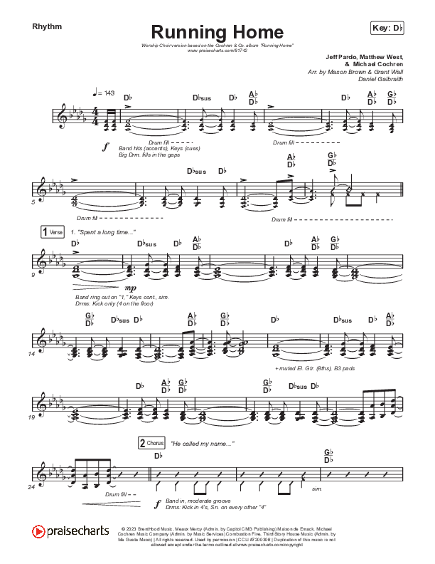 Running Home (Worship Choir/SAB) Rhythm Chart (Cochren & Co / Arr. Mason Brown)