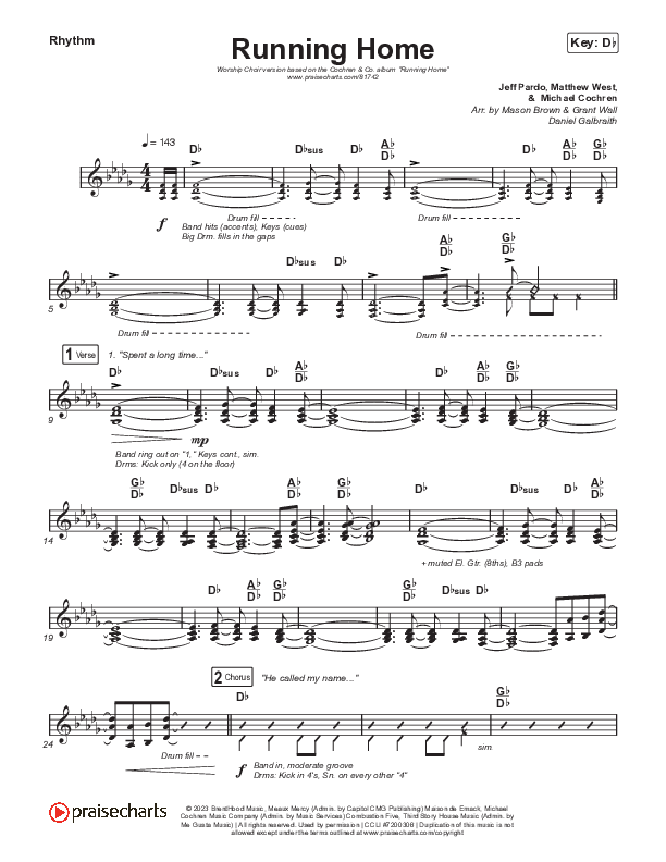 Running Home (Worship Choir/SAB) Rhythm Pack (Cochren & Co / Arr. Mason Brown)