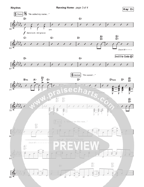 Running Home (Worship Choir/SAB) Rhythm Chart (Cochren & Co / Arr. Mason Brown)