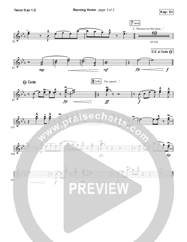 Running Home (Worship Choir/SAB) Tenor Sax 1/2 (Cochren & Co / Arr. Mason Brown)