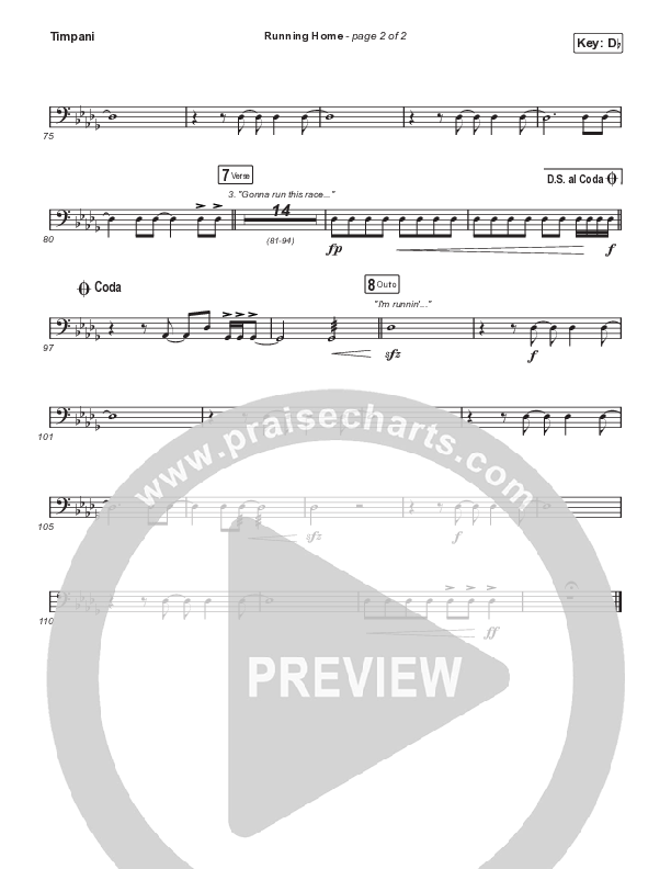Running Home (Worship Choir/SAB) Timpani (Cochren & Co / Arr. Mason Brown)