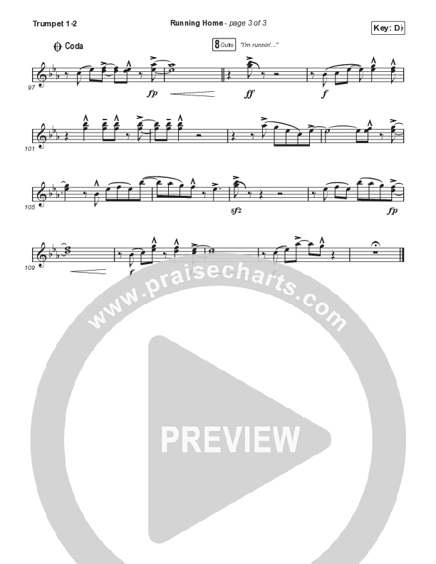 Running Home (Worship Choir/SAB) Trumpet 1,2 (Cochren & Co / Arr. Mason Brown)