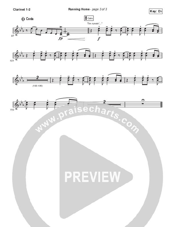 Running Home (Unison/2-Part) Clarinet 1/2 (Cochren & Co / Arr. Mason Brown)