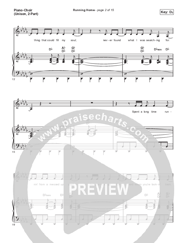 Running Home (Unison/2-Part) Piano/Choir  (Uni/2-Part) (Cochren & Co / Arr. Mason Brown)