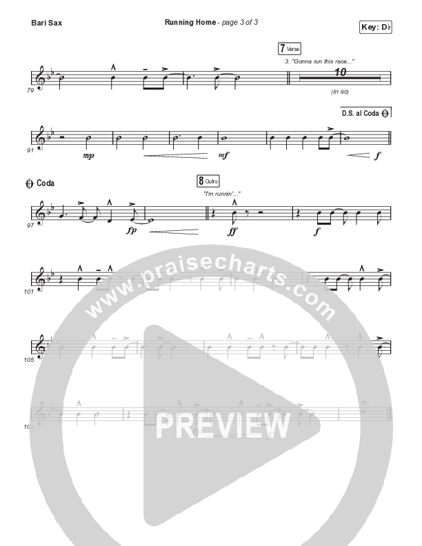Running Home (Sing It Now) Bari Sax (Cochren & Co / Arr. Mason Brown)