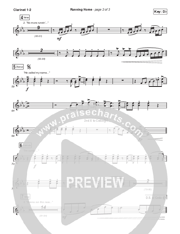 Running Home (Sing It Now) Clarinet 1/2 (Cochren & Co / Arr. Mason Brown)