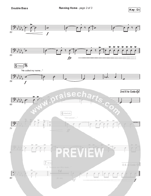 Running Home (Sing It Now) Double Bass (Cochren & Co / Arr. Mason Brown)