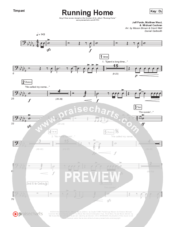 Running Home (Sing It Now) Timpani (Cochren & Co / Arr. Mason Brown)