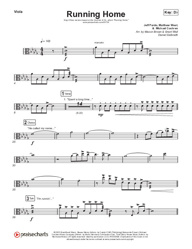 Running Home (Sing It Now) Viola (Cochren & Co / Arr. Mason Brown)