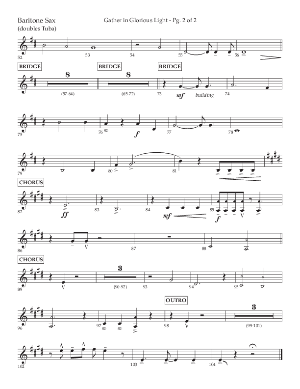 Gather In Glorious Light (Choral Anthem SATB) Bari Sax (Lifeway Choral / Arr. Craig Adams / Orch. Danny Zaloudik)