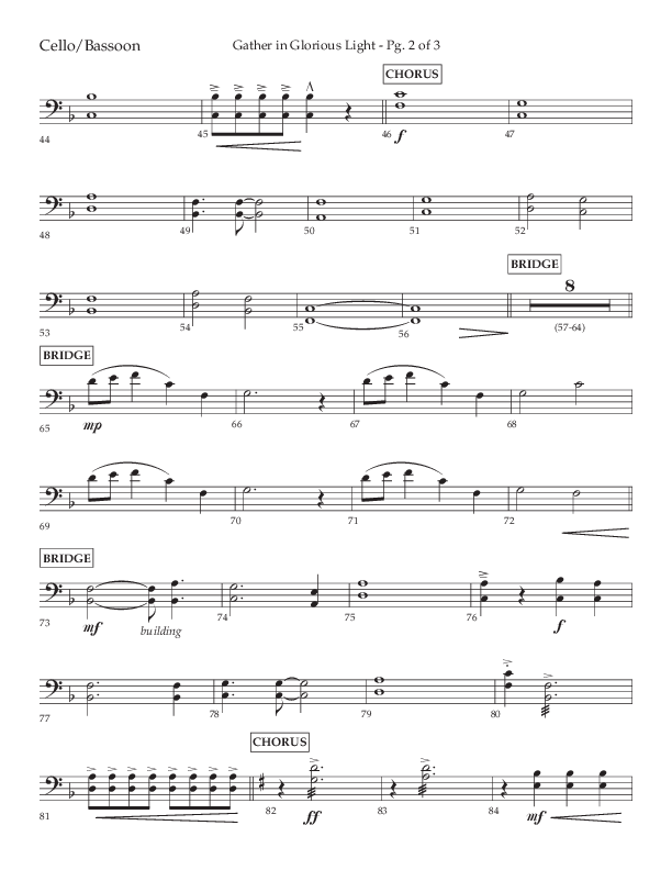 Gather In Glorious Light (Choral Anthem SATB) Cello (Lifeway Choral / Arr. Craig Adams / Orch. Danny Zaloudik)