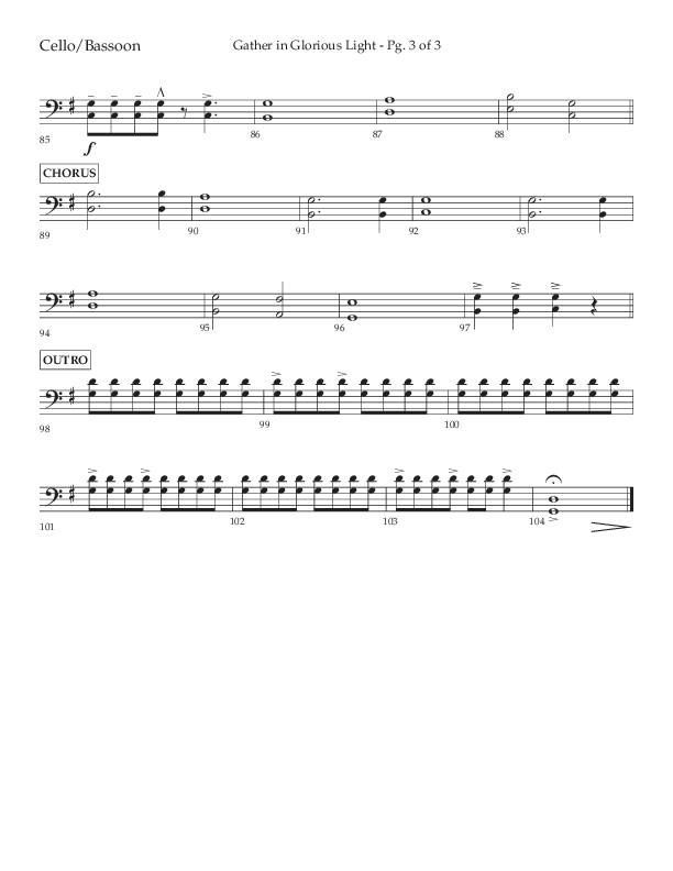 Gather In Glorious Light (Choral Anthem SATB) Cello (Lifeway Choral / Arr. Craig Adams / Orch. Danny Zaloudik)