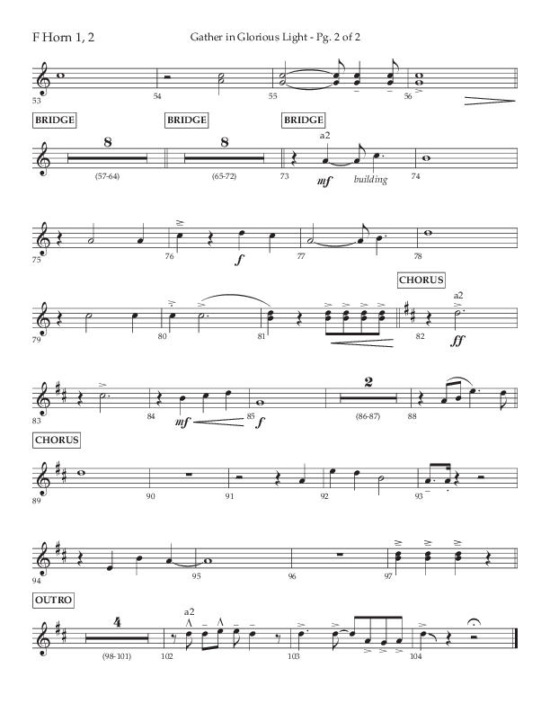 Gather In Glorious Light (Choral Anthem SATB) French Horn 1/2 (Lifeway Choral / Arr. Craig Adams / Orch. Danny Zaloudik)