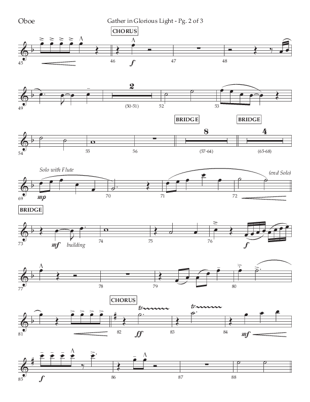 Gather In Glorious Light (Choral Anthem SATB) Oboe (Lifeway Choral / Arr. Craig Adams / Orch. Danny Zaloudik)