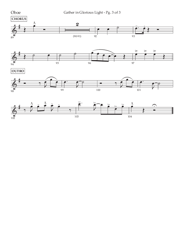 Gather In Glorious Light (Choral Anthem SATB) Oboe (Lifeway Choral / Arr. Craig Adams / Orch. Danny Zaloudik)