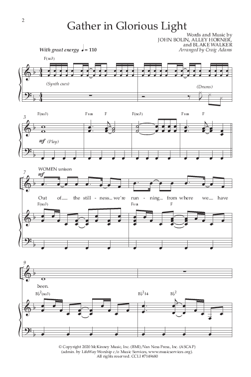 Gather In Glorious Light (Choral Anthem SATB) Anthem (SATB/Piano) (Lifeway Choral / Arr. Craig Adams / Orch. Danny Zaloudik)