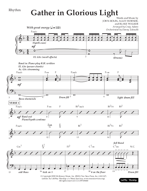Gather In Glorious Light (Choral Anthem SATB) Lead Melody & Rhythm (Lifeway Choral / Arr. Craig Adams / Orch. Danny Zaloudik)