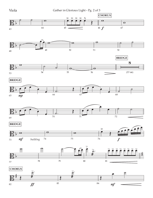 Gather In Glorious Light (Choral Anthem SATB) Viola (Lifeway Choral / Arr. Craig Adams / Orch. Danny Zaloudik)