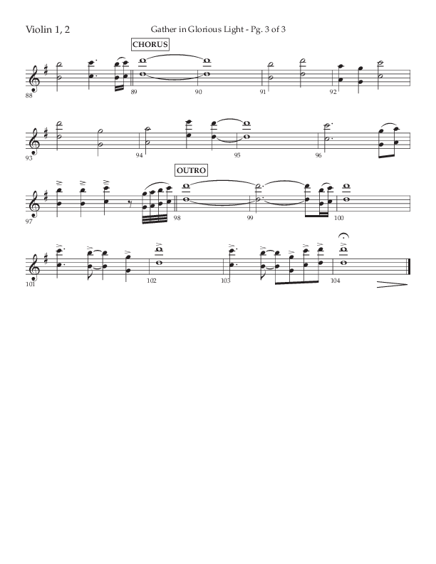 Gather In Glorious Light (Choral Anthem SATB) Violin 1/2 (Lifeway Choral / Arr. Craig Adams / Orch. Danny Zaloudik)