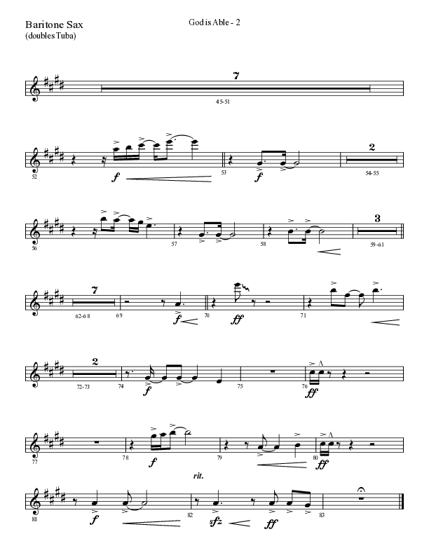 God Is Able (Choral Anthem SATB) Bari Sax (Lifeway Choral / Arr. Cliff Duren)